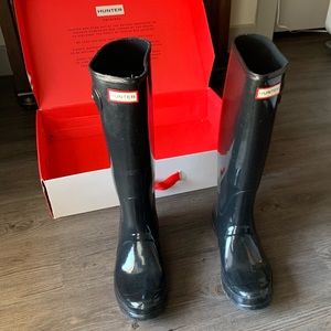 Hunter Original Tall Gloss Black Rain Boot - Women